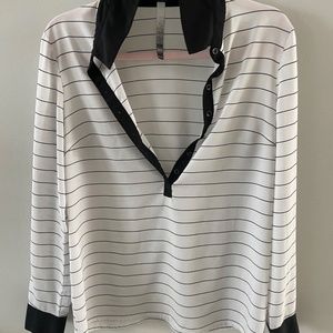 Kensie Black & White Striped Blouse